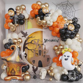 Halloween Balloon Arch Kit: Ghost Foil Decor, Orange Black White