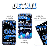 OMG You're Almost a Teenager Door Banner Blue 12th Birthday Party Sign