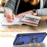 For Motorola Moto G 5G 2022 Case With 2 Pcs Tempered Glass Screen Protector, Military-Grade Armor Shockproof Protective Phone Cover With Ring Magnetic Kickstand , Blue