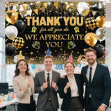 Black Gold We Appreciate You Backdrop Thank You Appreciation Banner Thank You for All You Do Banner Employee Staff Appreciation Gifts Teacher Doctor Retirement Party Decor 70.8 x 43.3 inch