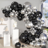 Black & Silver Balloon Garland Arch Kit: 146-Piece Party Decor