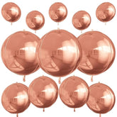 12Pcs Rose Gold Round Foil Balloons, 22" 15" 10" 4D Helium Ball Balloon, Metallic Rose Foil Balloon For Birthday Graduation Wedding Anniversary Bachelorette Disco Prom Party Decorations