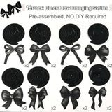 Black Bow Hanging Swirls Black Bows Banner Garland For Shes Tying The Knot Bridal Shower Decor Coquette Theme Birthday Party Decorations