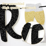 Cheers to 2026 New Year Banner Black Gold Glitter for Party Decorations