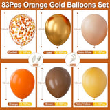 Fall Balloon Arch Kit 83pcs Orange Gold Balloons for Baby Shower Thanksgiving Autumn Party