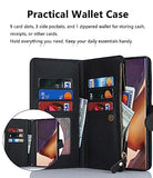 for Galaxy Note 20 Ultra Wallet Case with Card Holder for Women, Crossbody Lanyard Strap Kickstand PU Leather Case with Zipper Pocket Credit