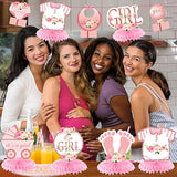 12Pcs Pink Rose Gold Baby Shower Honeycomb Centerpieces for Girls Party Decor