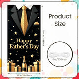 Happy Father's Day Door Cover Black Gold Suit Tie Banner Party Decorations 71x35 Inch Large Fabric Backdrop Background Sign for Indoor Outdoor Front Porch Men Dad Grandpa Celebration