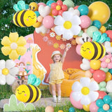 Bee Balloons And Daisy Flower Balloons – 8 Pcs Yellow And Black Bumble Bee Foil Balloons For Baby Shower, Bee Themed Birthday Party Decorations
