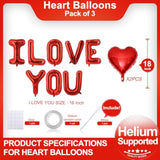 Red Heart Shaped Balloons Red I Love You Valentine Balloons For Valentines Day Bridal Shower Wedding Party Decorations