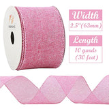 Pink Burlap Wired Ribbon Solid Wired Edge Ribbon 2.5 Inch Jute Ribbon