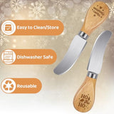10 Pcs Christmas Cheese Spreader Knives 5.1 Inch Stainless Steel Butter Spreader Knives With Wooden Handle For Christmas Decoration Charcuterie Board Cheese Condiments