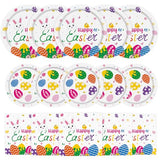150 Pcs Happy Easter Plates and Napkins - Easte Egg Paper Dinnerware Set, Cute Eastes Rabbit Dinner Dessert Plates Luncheon Napkins Tableware for Easter Activity Party Supplies Table Decor, Serves 50