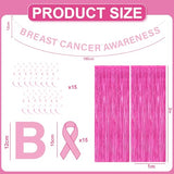Breast Cancer Awareness Decorations Pink Ribbon Foil Fringe Curtains