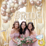 62pcs Beige Bridal Shower Kit with Balloons, Veil, Curtains & Wedding Decor