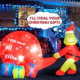 Christmas Green Big Monster Inflatable Decorations, 5.5Ft Lighted Up Christmas Outdoor Inflatable Decor Build-In 8 Led,