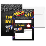 Dart Guns Birthday Party Invitations, Darts Birthday Invitation, Double-Sided Fill In Invites, Kids Dart Gun Birthday Party Decorations, 20 Cards With 20 Envelopes(C16)