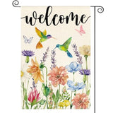 Hummingbird Spring Flowers Garden Flag 12 X 18 Inch Double Sided, Seasonal Welcome Yard Outdoor Flag