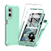 For Cricket Icon 6 Phone Case/At&T Verge Case With Tempered Glass Screen Protector,Slim Soft Silicone Full-Body Protective Cover (Cricket Icon 6, Green)