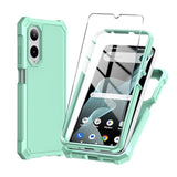 For Cricket Icon 6 Phone Case/At&T Verge Case With Tempered Glass Screen Protector,Slim Soft Silicone Full-Body Protective Cover (Cricket Icon 6, Green)