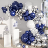 141pcs Blue, White & Silver Balloon Garland Kit for Birthday and Wedding Decor