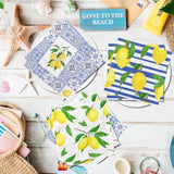 Lemon Cocktail Napkins,Capri Lemon Party Decor 40Pcs Tiles Lemon Decorations Party Napkins,Blue Yellow Lemon Paper Napkins For Summer Lemon Birthday Party Decorations