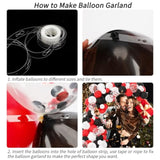 129pcs Red Black White Balloon Garland Kit with Confetti for Party Decorations
