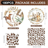 180Pcs Cowboy Party Supplies Serve 60, Western Party Paper Plates And Napkins Kit For Wild West Cowboy Rodeo Birthday Baby Shower Party Decorations, Includes Dinner Plates, Dessert Plates, Napkins