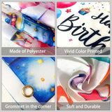 Colorful 5x3ft Happy Birthday Banner with Balloons Party Backdrop for Kids, Indoors/Outdoors