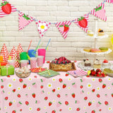 3 Pack Strawberry Tablecloth Strawberry Birthday Decorations Plastic Strawberry Theme Party Table Cover For Girls Sweet One Birthday Berry Sweet Baby Shower Party Supplies 51X87 Inches