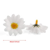 Silk Daisy Flower Head 100Pcs 1.5Inch White Artificial Gerbera Fake Flowers Heads For Wedding Party,Home Decoration And Diy Craft