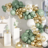Sage Green White Gold Balloon Garland Arch Kit, 146Pcs Latex Balloons Different Sizes 18 12 10 5 Inch For Birthday Baby Shower Gender Reveal Wedding Party Decoration