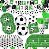 170 Pcs Soccer Party Decorations, Soccer Birthday Party Decorations - Includes Plates, Napkins, Cups, Banner, Balloons, Tablecloth, Knives, Forks For Sports Soccer Theme Party Decorations, Serve 24