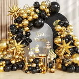 Black Gold Balloons Arch Garland Kit Star Balloon Black Gold Confetti Balloons Home Birthday Wedding Anniversary Baby Shower Party Decoration Balloons