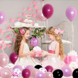 Pink And Black Birthday Decorations For Women Girls, Pink Happy Birthday Decorations Happy Birthday Banner Balloons Fringe Curtain Giant Foil Hot Pink Lipstick Balloons Bday Party Decor For Her