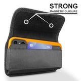 Rugged Nylon Holster for iPhone 17, 17 Air, 16, 16e, 15, 14, 13, 12, 11 & All Pro - Cell Phone Belt Holder Clip Case, Magnetic Closure, ID Card Slot