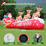 12Ft Christmas Inflatable Santa Claus On Sleigh With 3 Reindeers Outdoor Decorations, Giant Christmas Blow Up Yard Decor