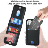 For Iphone 11 Case 2 In 1 Detachable Magnetic Wallet With Card Holder Magsafe Compatible Stand Phone Case Credit Card Slots Pu Leather For Women Men-Black