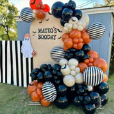Halloween Balloon Garland Arch Kit 135pcs Burnt Orange Black Sand White Balloons Party Decorations