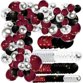 Graduation Party Decorations Maroon Black 2025/Burgundy Graduation Decorations Class Of 2025/Burgundy Black Balloons/114Pcs Burgundy Silver Balloon Birthday Wedding/Maroon Birthday