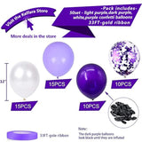 50 Pcs White & Purple Confetti Balloons with Ribbon (12")