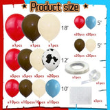 158PCS Red Blue Cow Balloon Garland Kit - Farm & Western Theme Party Decorations