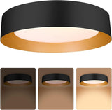 16.5 Inch Matte Black Gold LED Ceiling Light 30W Dimmable Flush Mount Fixture