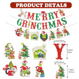 Merry Christmas Banner Cute Red Green Glitter Christmas Banner Sign Whoville Green Elf Winter Holiday Party Decor Fireplace Mantel Photo Props Backdrop