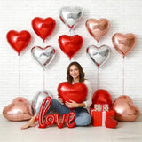 15 Pcs Heart Balloons For Valentines Day, 18 Inch Red Rose Gold Sliver Foil Heart Shaped Balloons For Galentines Day Birthday Baby Shower Bridal Shower Wedding Party Decorations