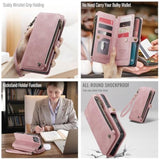 Compatible With Iphone 13 Pro Max Case Wallet With Rfid Blocking Card Holder For Women Men, Pu Leather Magnetic Snap Flip Zipper Strap Wallet Phone Case Fit For Iphone 13 Pro Max, Rose Pink