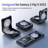 for Galaxy Z Flip 5 Case, Z Flip 5 case with Screen Protector & Hinge Protection, 360° Ring Kickstand, Full Body Protective Cover Case for
