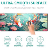 Anime Koi Carp Gaming Mouse Pad Colorful Koi Fish Large Desk Mat, 31.5X11.8 Inch Mousepad Extended Non-Slip Rubber Base Keyboard Mat With Stitched Edges For Desk Home Office