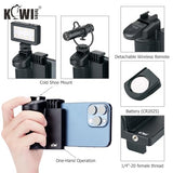 Phone Camera Grip Handle Holder Phone Tripod Mount with Remote Shutter & Cold Shoe Adapter for iPhone 17 16 15 14 Pro Max Smartphone Selfie
