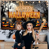 Happy Halloween Banner Scary Graveyard Pumpkin Backdrop 6x3.6ft Horror Party Decorations